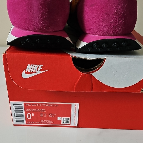 Nike Pink and Yellow Retro Sneakers - Picture 5 of 9